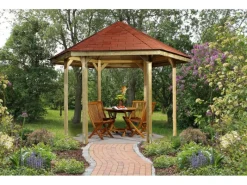 Weka Gartenlauben|Pavillon 656 Sparset Gr.1 mit Roten Dachschindeln 326 cm x 376 cm