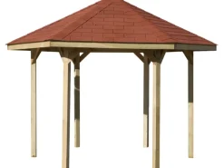 Weka Gartenlauben|Pavillon 656 Sparset Gr.1 mit Roten Dachschindeln 326 cm x 376 cm