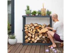 Westmann Kaminholzregale|Holz Kaminholzregal Harald Anthrazit 52x108x106 cm