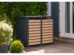 Westmann Mülltonnenboxen|Mülltonnenbox 2-fach 240 Liter Holzoptik
