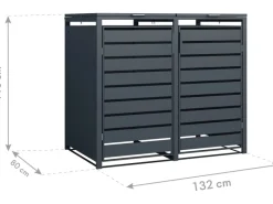 Westmann Mülltonnenboxen|Gartenschränke|Mülltonnenbox Kubus Metall 2er Box 240 l Anthrazit 116 x 132 x 80 cm