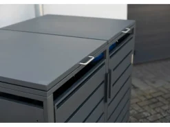 Westmann Mülltonnenboxen|Gartenschränke|Mülltonnenbox Kubus Metall 2er Box 240 l Anthrazit 116 x 132 x 80 cm