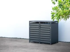 Westmann Mülltonnenboxen|Gartenschränke|Mülltonnenbox Kubus Metall 2er Box 240 l Anthrazit 116 x 132 x 80 cm