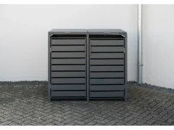 Westmann Mülltonnenboxen|Gartenschränke|Mülltonnenbox Kubus Metall 2er Box 240 l Anthrazit 116 x 132 x 80 cm