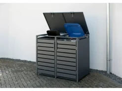 Westmann Mülltonnenboxen|Gartenschränke|Mülltonnenbox Kubus Metall 2er Box 240 l Anthrazit 116 x 132 x 80 cm