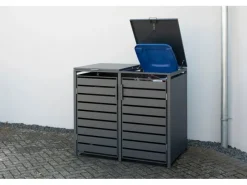 Westmann Mülltonnenboxen|Gartenschränke|Mülltonnenbox Kubus Metall 2er Box 240 l Anthrazit 116 x 132 x 80 cm