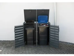 Westmann Mülltonnenboxen|Gartenschränke|Mülltonnenbox Kubus Metall 2er Box 240 l Anthrazit 116 x 132 x 80 cm