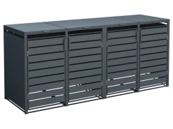 Mülltonnenbox Kubus Metall 4er Box 240 l Anthrazit 116 x 264 x 80 cm*Westmann Hot