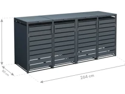 Mülltonnenbox Kubus Metall 4er Box 240 l Anthrazit 116 x 264 x 80 cm*Westmann Hot