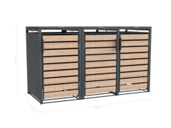 Mülltonnenbox Lacina 3 x 240 l Anthrazit/Holzoptik 80 x 200 x 116 cm*Westmann Outlet