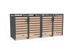 Mülltonnenbox Lacina 4 x 240 l Anthrazit/Holzoptik 80 x 264 x 116 cm*Westmann Best