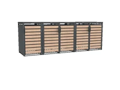 Westmann Gartenschränke|Mülltonnenbox Lacina 5 x 240 l Anthrazit/Holzoptik 80 x 332 x 116 cm