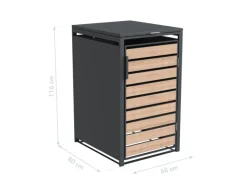 Westmann Gartenschränke|Mülltonnenbox Lacina 1 x 240 l Anthrazit/Holzoptik 80 x 68 x 116 cm