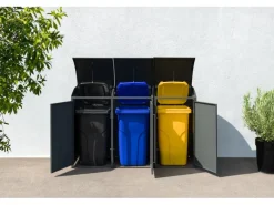 Westmann Mülltonnenboxen|Gartenschränke|Mülltonnenbox Moderna 3 x 240 l Anthrazit 83 cm x 211 cm x 135 cm