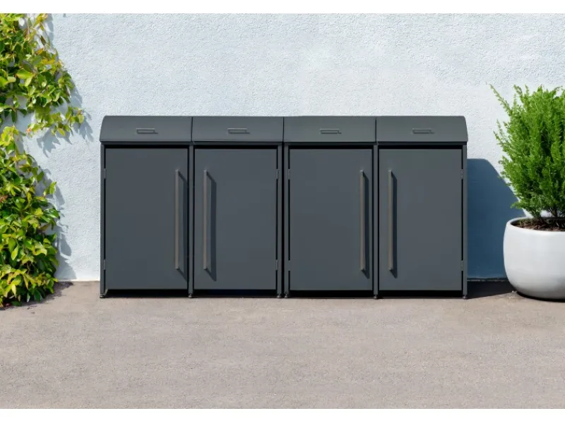 Westmann Mülltonnenboxen|Gartenschränke|Mülltonnenbox Moderna 4 x 240 l Anthrazit 83 cm x 278 cm x 135 cm