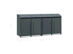 Westmann Mülltonnenboxen|Gartenschränke|Mülltonnenbox Moderna 4 x 240 l Anthrazit 83 cm x 278 cm x 135 cm