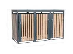 Westmann Gartenschränke|Mülltonnenbox Planta 3 x 240 l Anthrazit/Holzoptik 84 x 200 x 124,5 cm