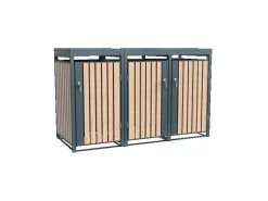 Westmann Gartenschränke|Mülltonnenbox Planta 3 x 240 l Anthrazit/Holzoptik 84 x 200 x 124,5 cm