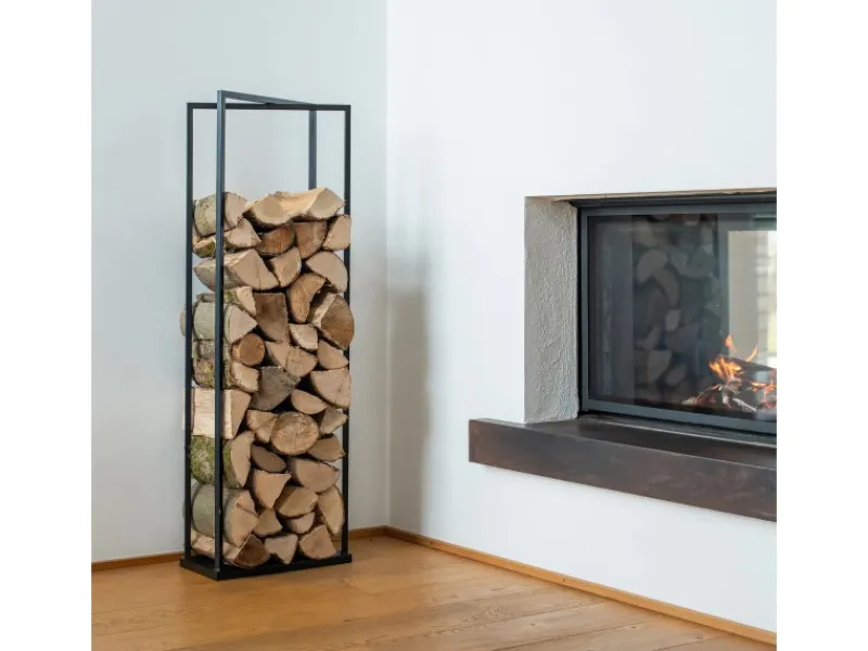 Stahl Kaminholzregal Xavier Schwarz 40x20x120 cm*Westmann Best