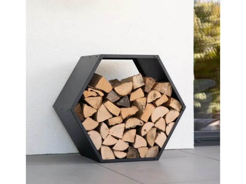 Stahl Kaminholzregal Biene Schwarz 88x45x77 cm*Westmann Discount