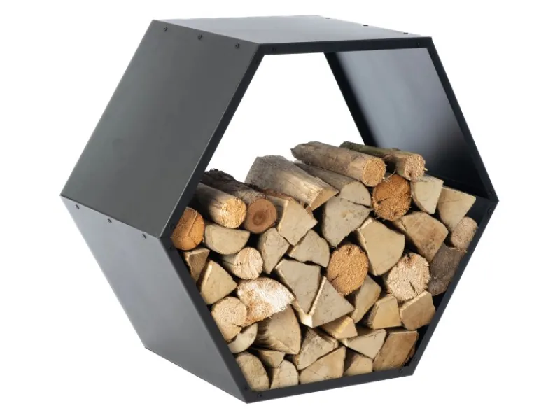 Stahl Kaminholzregal Biene Schwarz 88x45x77 cm*Westmann Discount