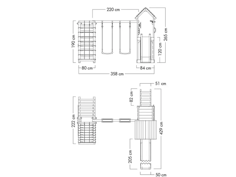 Spielturm RocketFlyer Klettergerüst mit Rutsche Rot*Wickey Discount