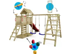 Spielturm RocketFlyer Klettergerüst mit Rutsche Rot*Wickey Discount