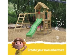 Spielturm RocketFlyer Klettergerüst mit Rutsche Rot*Wickey Discount