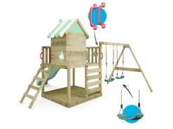 Wickey Gartenspielgeräte|Spielturm Smart Candy Klettergerüst mit Rutsche Pastellgrün