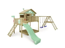 Wickey Gartenspielgeräte|Spielturm Smart Ocean Klettergerüst mit Rutsche Pastellgrün