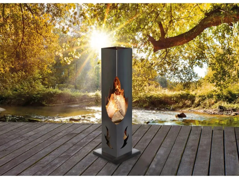Wilk Feuerschalen|Feuerkörbe|Feuersäule Flamme 38 cm x 38 cm x 119 cm