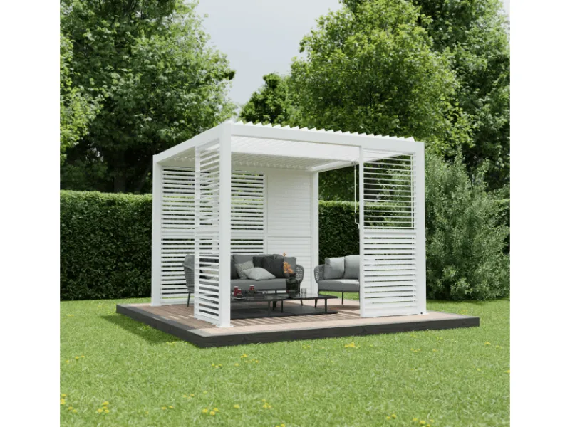 Lamellenwand Aluminium Pergola 90 cm Weiß*Ximax