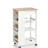 Küchenrollwagen Bambus/MDF/Metall 50 cm x 37 cm x 86,5 cm Weiß*Zeller Clearance