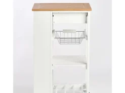 Küchenrollwagen Bambus/MDF/Metall 50 cm x 37 cm x 86,5 cm Weiß*Zeller Clearance