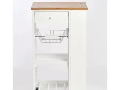 Küchenrollwagen Bambus/MDF/Metall 50 cm x 37 cm x 86,5 cm Weiß*Zeller Clearance