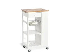 Küchenrollwagen Bambus/MDF/Metall 50 cm x 37 cm x 86,5 cm Weiß*Zeller Clearance