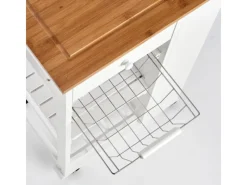 Küchenrollwagen Bambus/MDF/Metall 50 cm x 37 cm x 86,5 cm Weiß*Zeller Clearance