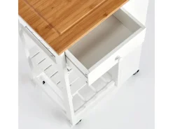 Küchenrollwagen Bambus/MDF/Metall 50 cm x 37 cm x 86,5 cm Weiß*Zeller Clearance