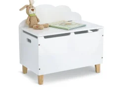 Kinder-Truhe Wolke mit Deckel MDF/Kiefer 60 cm x 34,5 cm x 56 cm Weiß*Zeller Outlet