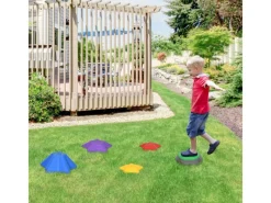 ZONEKiZ Outdoor-Spielzeug|Flusssteine 5-tlg. für Kinder Rutschfest bis 80 kg Belastbar für Outdoor